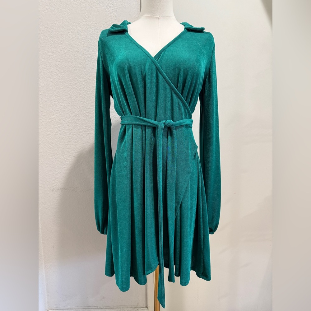 Target Green Wrap Dress with Bishop Sleeves